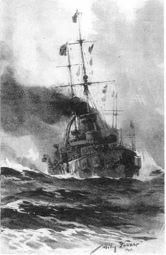Броненосец Поммерн во время шторма 1910е гг С рисунка того времени - фото 50