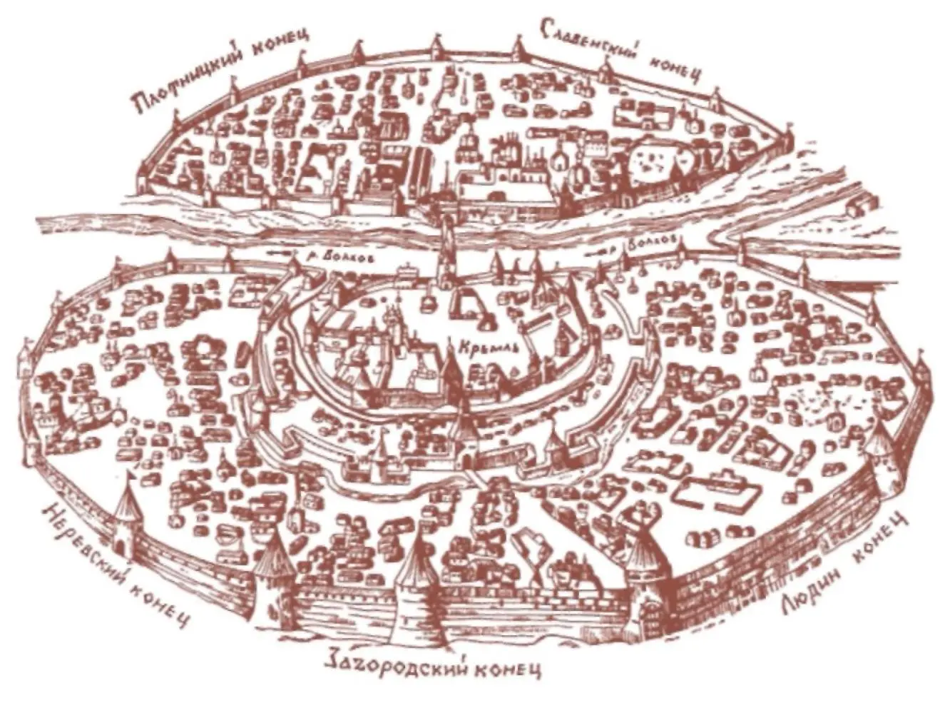 План Новгорода С иконы XVII в В VIII IX вв торговля северного края - фото 94