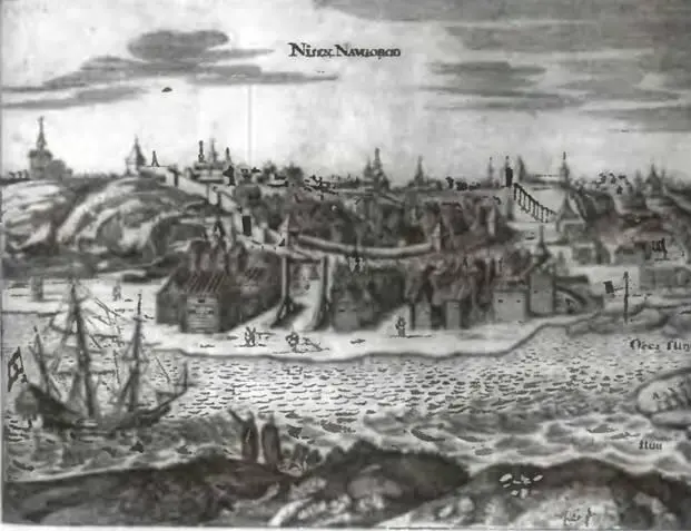 План Нижнего Новгорода Гравюра из 2го издания книги А Олеария Описание - фото 71