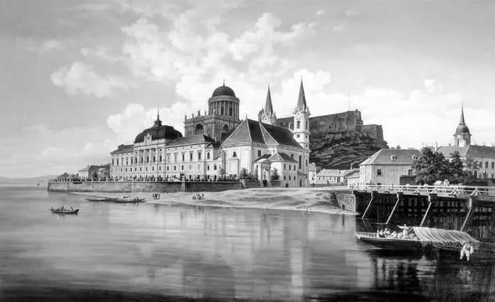 Вид на Эстергом с Дуная Открытка 1890х годов К несчастью я мадьяр - фото 52