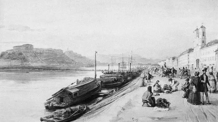Миклош Барабаш Набережная Пешта с видом на Греческую церковь 1843 год - фото 56