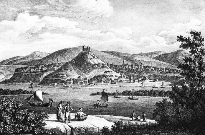 Свиштов Литография 1824 года Центральная улица города по староболгарской - фото 90