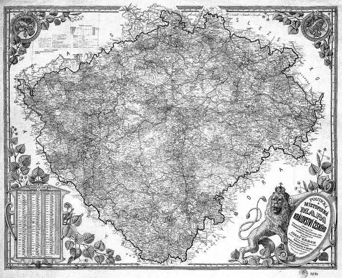Карта королевства Богемия Йозефа Эрбена Прага 1883 год Началась - фото 65