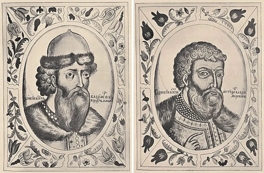 Великие князья Владимир Всеволодович Мономах слева и Мстислав Владимирович - фото 21