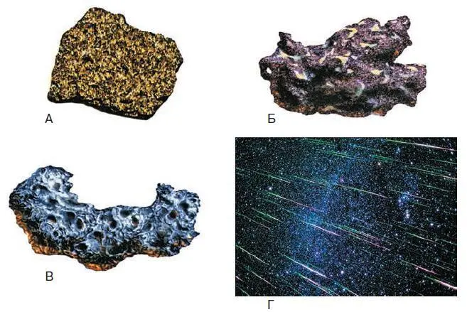 Рис 176 Метеориты А каменный Б железокаменный В железный Г - фото 205