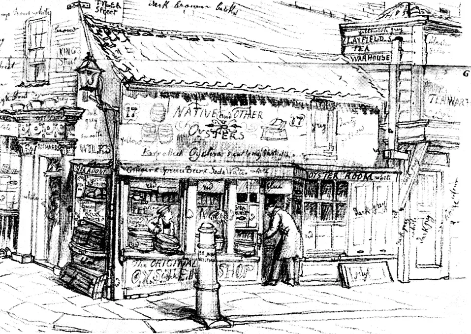 Рисунок Джорджа Шарфа изображающий исконное устричное заведение на - фото 28