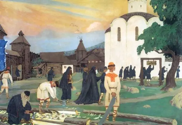 В монастыре Художник Борис Кустодиев 1907 Князь Владимирский Ярополк - фото 61