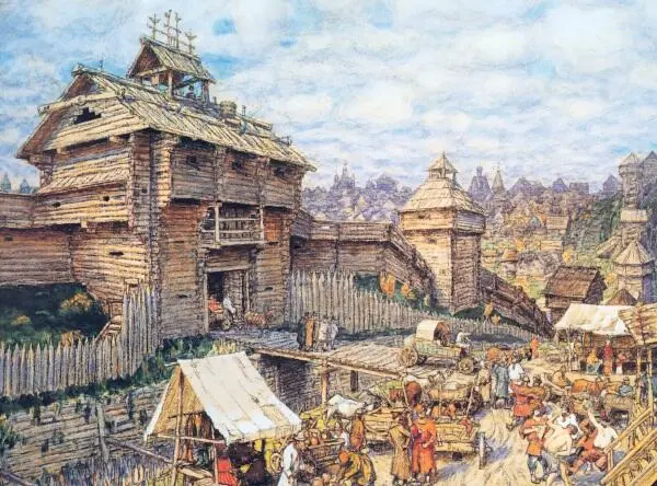 Деревянный городок Москва XIV в ХудожникА Васнецов Великий князь - фото 75