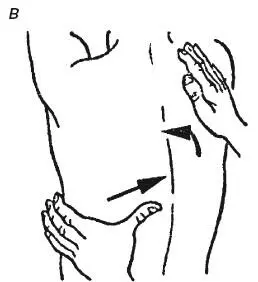 Рис 16 Прием перемещения а выполнение приема б слева от позвоночника в - фото 28