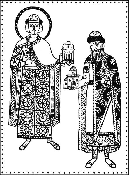 Корзно парадная княжеская одежда Князь Всеволод Мстиславич с миниатюры - фото 213