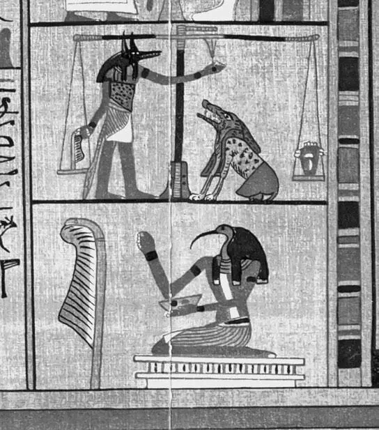 Рис 1108 Фрагмент папируса Ани Взвешивание богом Анубисом сердца умершего - фото 108