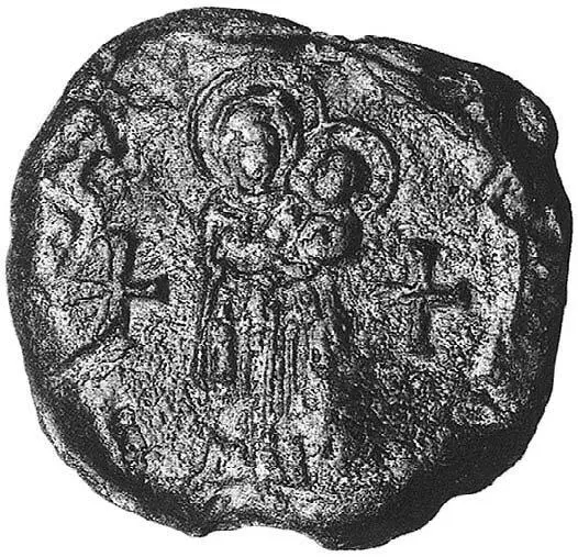 Богоматерь Одигитрия в рост с младенцем Моливдовул XIV в ГЭ Тип Одигитрии - фото 89