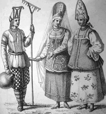 Гравюра Садовница из Тулы горожанка и купчиха из Ярославля из книги Breton - фото 93