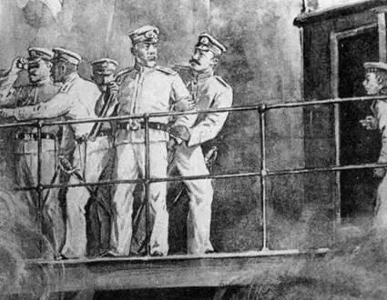 Адмирал Того с офицерами своего штаба на мостике броненосца Микаса С - фото 3