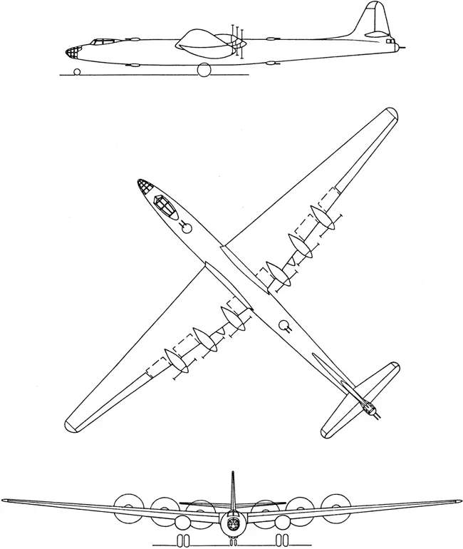 Схема межконтинентального бомбардировщика с шестью турбовинтовыми двигателями - фото 33