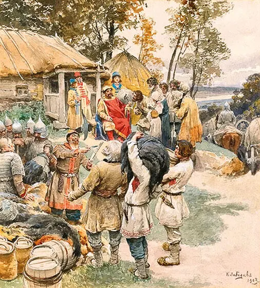 Князь Игорь собирает дань с древлян КВ Лебедев В год 6424 916 В год 6425 - фото 13