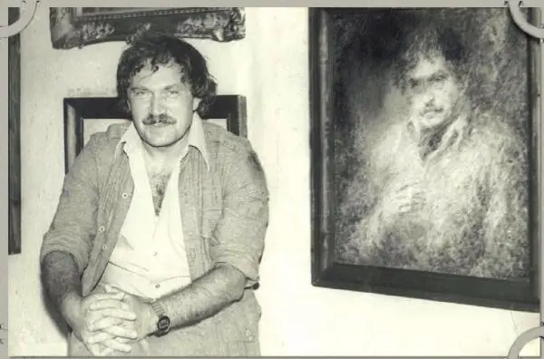 Василий Аксенов у портрета работы Бориса Биргера Переделкино 1980 год - фото 54