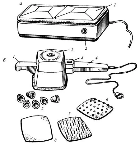 Рис 3 Массажные аппараты а общий вид ПЭМ1 1 вибрирующая площадка 2 - фото 3