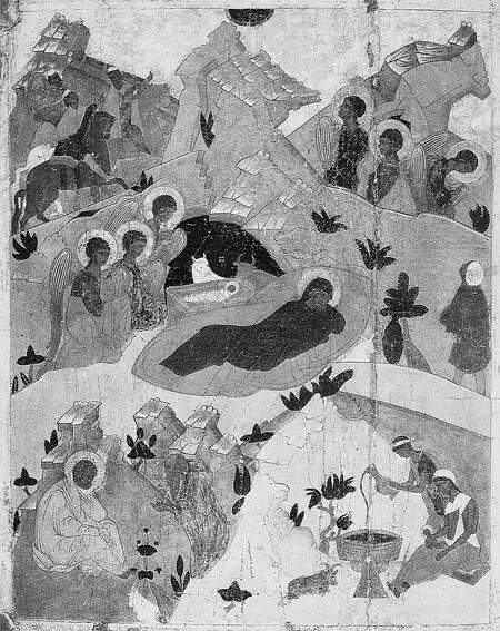 Рис 2119 Старинная русская икона Рождество Христово XVI век Младенец - фото 166