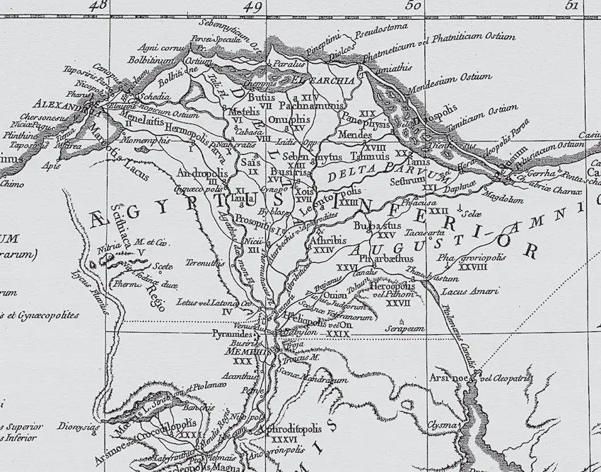 Рис 553 Фрагмент карты Египта 1765 года Bourguignon dAnville Дельта Нила - фото 499