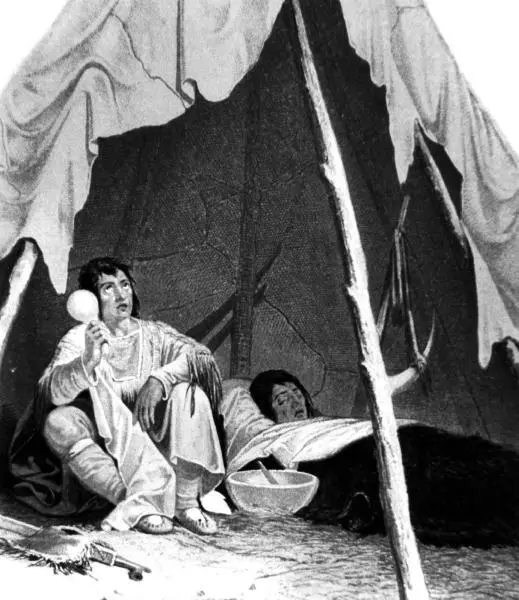 Шаман проводит лечебную церемонию Рис капитана Сэмуеля Истмэна 1857 г - фото 42
