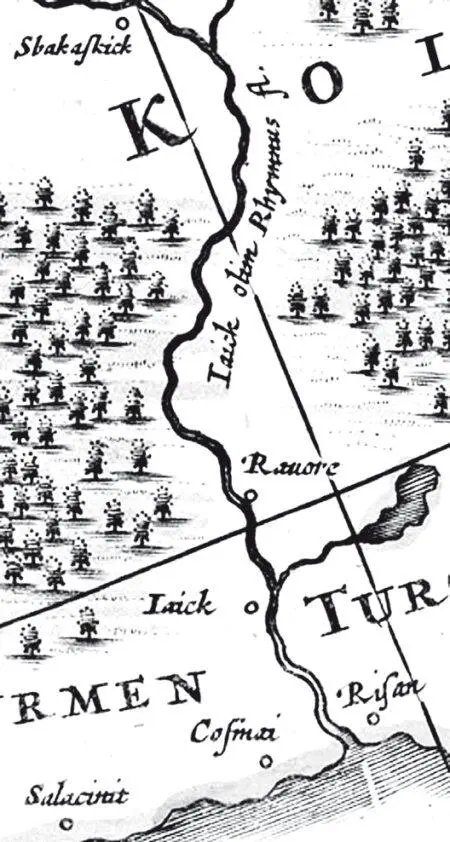 Рис 724 Река Яик на Новейшей карте России Исаака Массы 1638 года названа - фото 254