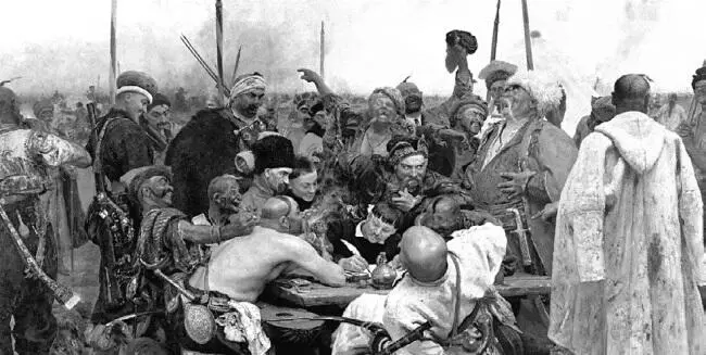 Запорожцы пишут письмо турецкому султану Художник Илья Репин Атмосфера и - фото 55