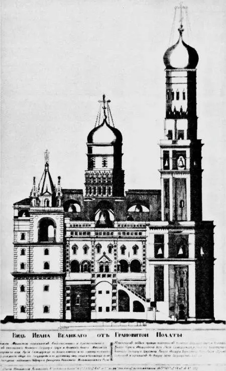 Рис 630 Вид Ивана Великого от Грановитой Палаты Гравюра XVIII века - фото 272