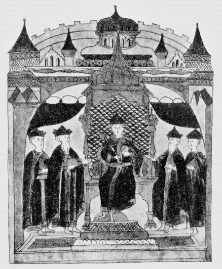 Рис 79 Царь Феодор Иоаннович на троне Из АлександроНевской рукописи - фото 319