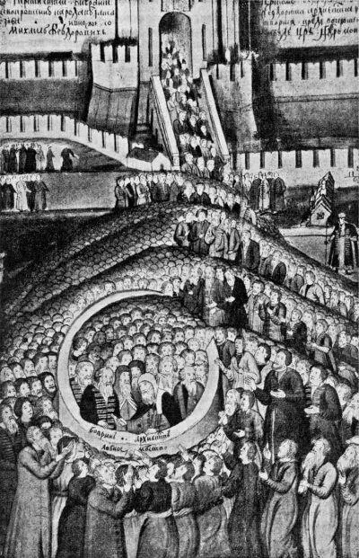 Рис 128 Земский Собор 1613 года Миниатюра из рукописной книги Избрание на - фото 409