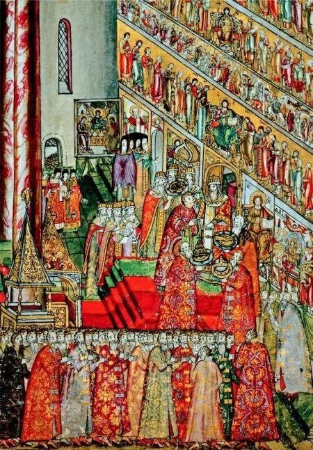 Венчание на царство Михаила Федоровича в Успенском Соборе Миниатюра из Книги - фото 535