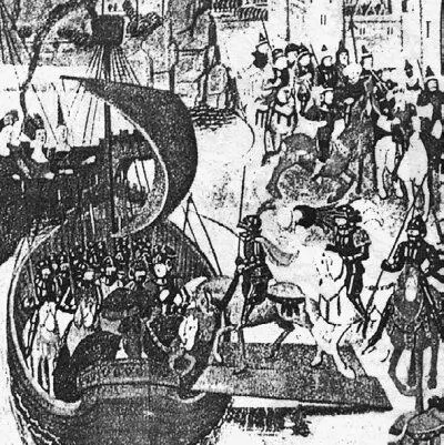 Рис 836 Погрузка конных рыцарей на судно Рисунок из книги якобы конца XV - фото 313