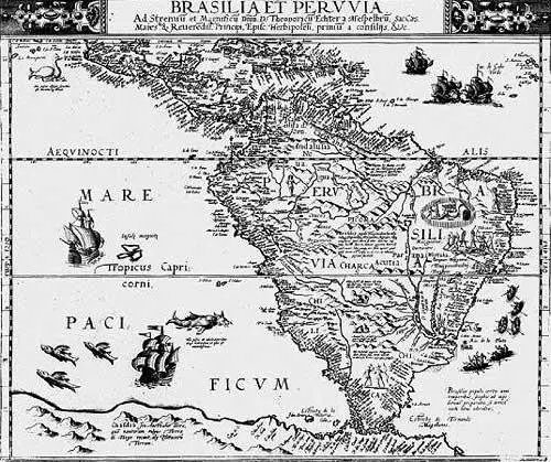 Рис 736 Карта Южной Америки якобы 1593 года Cornelius de Jode 1593 Здесь - фото 328