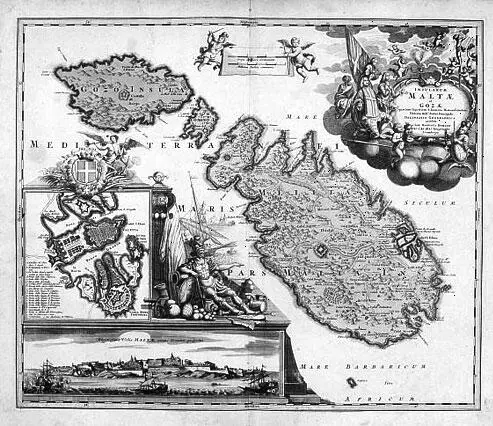 Оригинальная карта Мальты 1740 года Собор ровесник Валлетты Храм во имя - фото 234