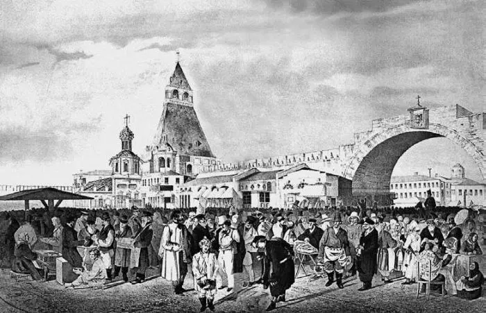 Э Лилье Толкучий рынок в Москве Литография 1855 г В народе же это место - фото 54