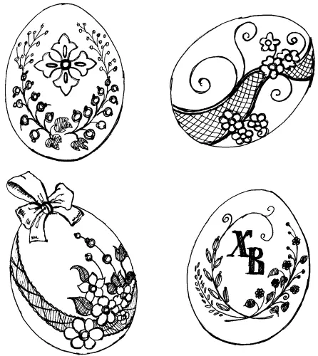 Варианты пасхальных яиц с цветами листьями и ягодами Закончив вышивку - фото 78