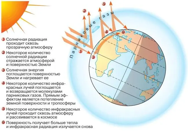 Рис 10Схема парникового эффекта в атмосфере Рис 11Схема цикла углерода Р - фото 174