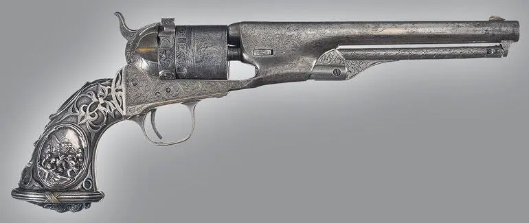 Дорогой украшенный резьбой револьвер Кольт Нэви модель 1861 года - фото 204