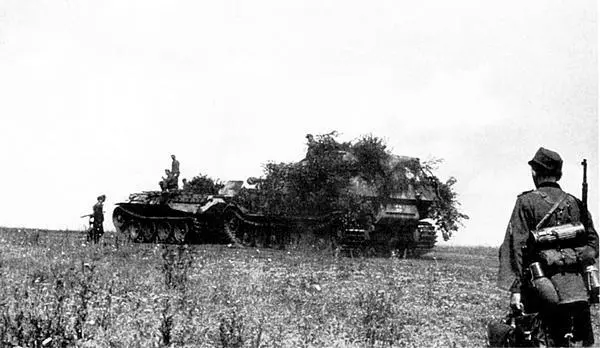 Первый вариант Бергепантеры буксирует неисправный Фердинанд август 1943 - фото 162