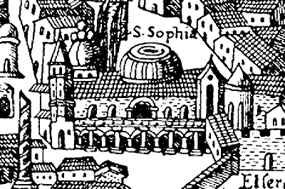 Рис 138 Изображение якобы храма Святой Софии с плана ЦарьГрада якобы 1520 - фото 39