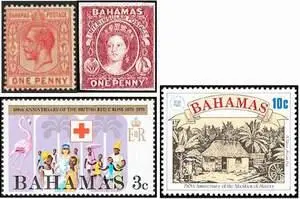Почтовые марки Багамских овов Вверху колония Британии Внизу - фото 66