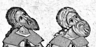 Рис 269 Фрагмент иконы Новгородцы Иоаков и Стефан с косами Их имена - фото 155