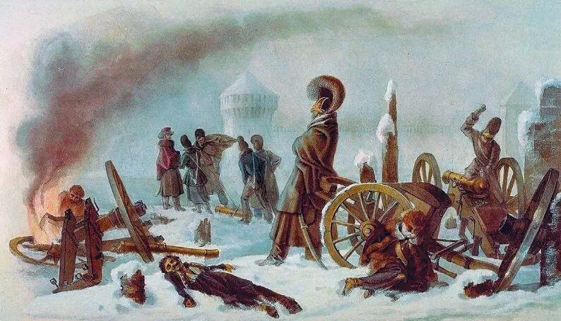 Артиллеристы заклепывающие пушки перед выступлением из Смоленска Худ - фото 67