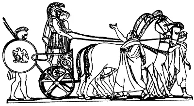 Античный герой на колеснице символизирующей его готовность к битве Динамичный - фото 37