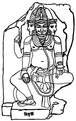 Тримурти индийская Троица зарисовка очень древнего изображения на граните - фото 62