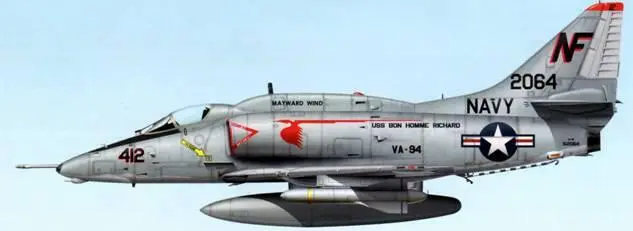 Штурмовик A4F Skyhawk из эскадрильи VA94 Вьетнам авианосец Bon Homme - фото 51