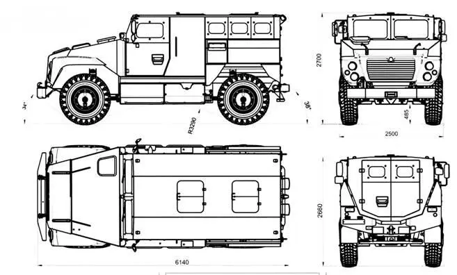 Габаритные размеры второго опытного образца бронированного автомобиля СПМ3 - фото 64