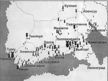 Города Финляндии атакованные советской авиацией в последнюю неделю Зимней - фото 100
