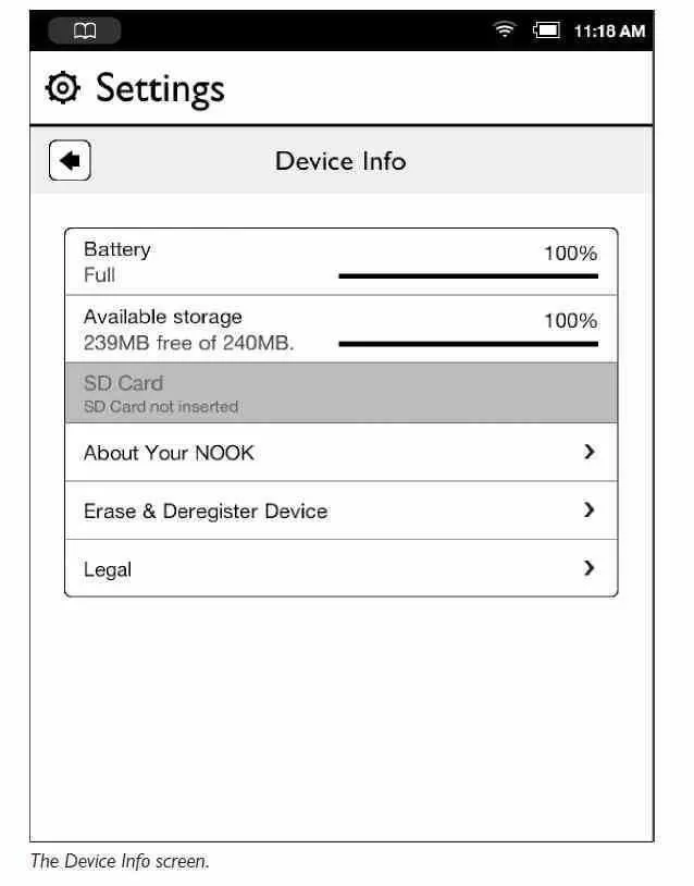 Просмотр информации о системе Нажмите пункт меню About Your NOOK чтобы - фото 42