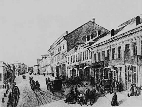 Вид на Кузнецкий мост Литография Сер XIX в В крайнем слева одноэтажном - фото 160
